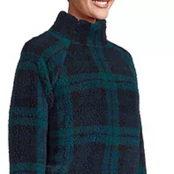 St. John's Bay SHERPA TEDDY JACKET - soft sweatshirts: blackwatch plaid or green - Picture 2 of 16